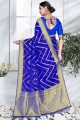 Heavy Weaving Designer Work saree in Blue Organza