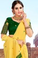 Mirror,Embroidery Work Georgette saree in Yellow