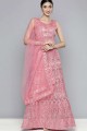Net Lehenga Choli with Designer Sequance,Multy Embroidery Work in Pink