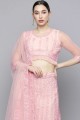 Designer Sequance,Multy Embroidery Work Net Lehenga Choli in Pink with Net Dupatta