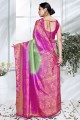 Art Silk Heavy Weaving Designer Work Green South indian saree with Blouse