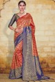 Heavy Weaving Designer Work Art Silk South indian saree in Red with Blouse