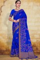 Blue Art Silk Heavy Weaving Designer Work South indian saree with Blouse