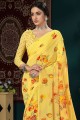saree in Yellow Art Silk with Designer Printed