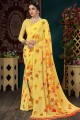 saree in Yellow Art Silk with Designer Printed