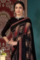 Art Silk Designer Printed Black saree with Blouse