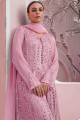 Purple pakistani palazzo suit in Faux Georgette with Designer Heavy Embroidery Work