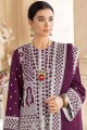Faux Georgette Wine pakistani Salwar Kameez in Embroidery Work