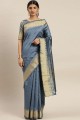 Grey Assam Silk Weaving Designer saree with Blouse
