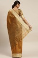 Mustard saree in Weaving Designer Assam Silk