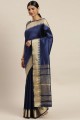 Blue Assam Silk saree with Weaving Designer