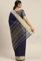 Blue Assam Silk saree with Weaving Designer