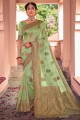 Heavy Wevon Designer saree in Pista Soft Cotton