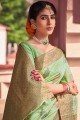 Heavy Wevon Designer saree in Pista Soft Cotton