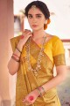 Heavy Wevon Designer Soft Cotton saree in Yellow