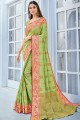 Cotton Handloom Green saree in Designer Weaving Jari Work