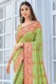 Cotton Handloom Green saree in Designer Weaving Jari Work