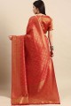 Designer Weaving Jacquard Silk saree in Redwith Blouse