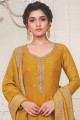 Embroidered Eid Palazzo Suit in Mustard Georgette