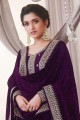 Embroidered Georgette Eid Palazzo Suit in Wine with Dupatta