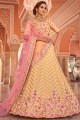 Embroidered Georgette Wedding Lehenga Choli in Yellow with Dupatta