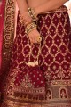 Embroidered Maroon Wedding Lehenga Choli in Velvet