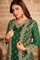 Embroidered Net Eid Salwar Kameez in Green