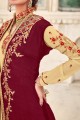 Maroon Eid Anarkali Suit in Faux georgette with Embroidered