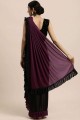 Poly cotton Saree with Embroidered in Wine