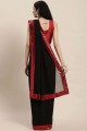 Black Saree in Georgette with Embroidered,lace