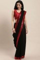 Black Saree in Georgette with Embroidered,lace