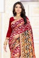 Red Saree in Art silk with Digital print