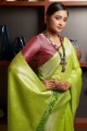 Weaving Silk Green South Indian Saree with Blouse