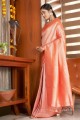 Silk South Indian Saree with Weaving in Orange