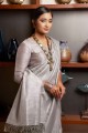 Silk South Indian Saree with Weaving in Grey