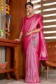 Silk South Indian Saree in Pink with Weaving