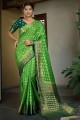 Silk Green Saree in Zari,weaving