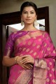 Silk Zari,weaving pink Saree with Blouse