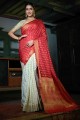 Art silk South Indian Saree with Weaving in Red