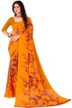 Saree in Mustard  Georgette with Printed