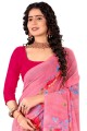 Printed Georgette Saree in Pink with Blouse