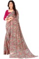 Georgette Saree in Grey with Printed