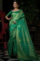 Rama South Indian Saree with Weaving Raw silk