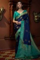 Weaving Satin and silk South Indian Saree in Navy blue