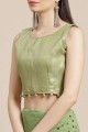 Silk Embroidered Pista Saree with Blouse