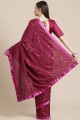 Silk Purple  Saree with Embroidered