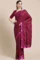 Silk Purple  Saree with Embroidered