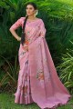 Pink Saree with Digital print Silk