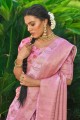Pink Saree with Digital print Silk