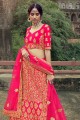 Pink Embroidered Satin Wedding Lehenga Choli
